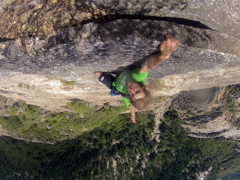 Hanging of the large block before the true lip of the top of the route.