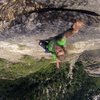 Hanging of the large block before the true lip of the top of the route.