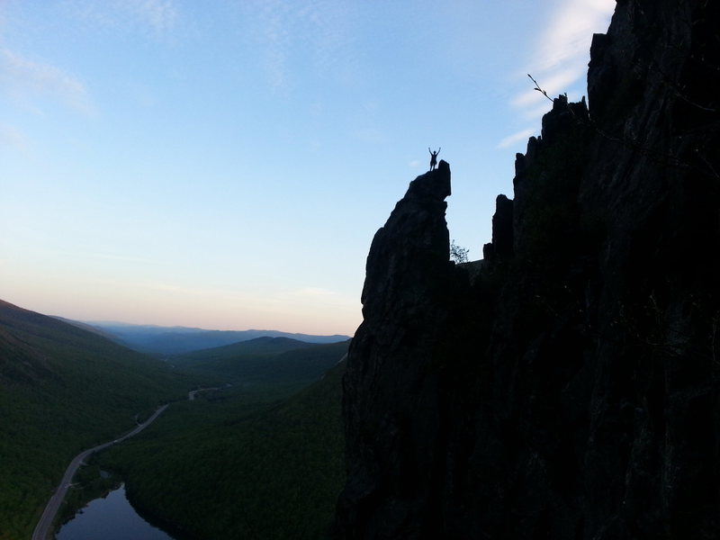 On top at dusk.