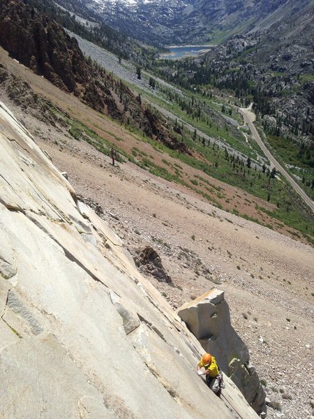 Joe enjoying the beautiful hand and fingers on the 3rd pitch of west face.