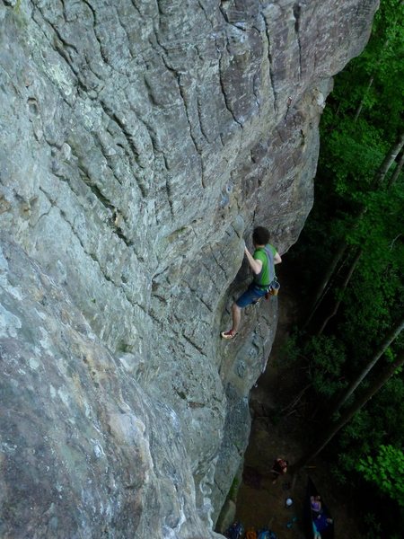 Looking down at the middle of the route.  View from Pre-emptive Strike.