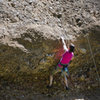 Amy starting the crux sequence.