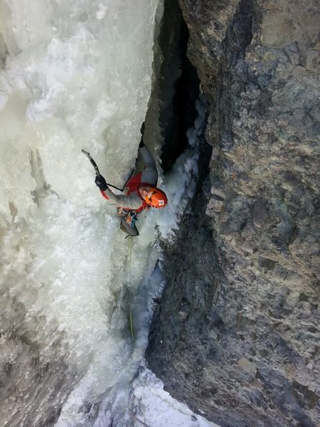 Taking an afternoon lap on Choppo's Chimney, Ouray Colorado. December 2013