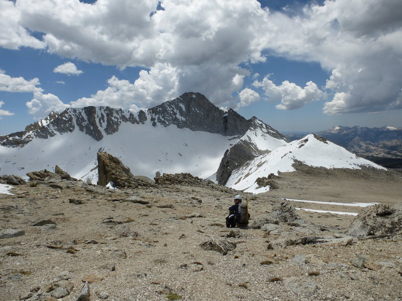 Jeff enjoying view of Mt. Conness North Face and North Ridge.  Gotta do the North Ridge route soon.