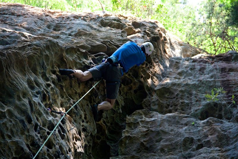 Tom nearing the top of this awesome juggy section!