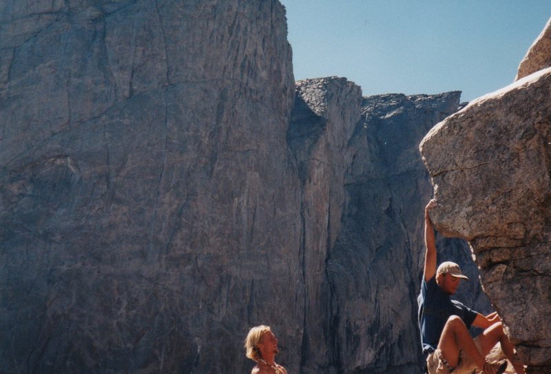 Bouldering at Baptiste Lake.