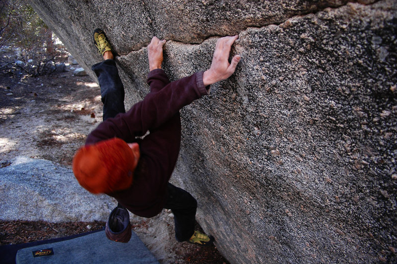 Jerome latching the only good edge on the seam.