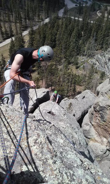 Seth climbing the last pitch to the summit.