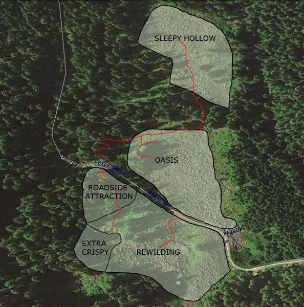 Lost Lake Boulders Area topo Map