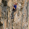 Keith Beckley fighting his way up the classic Hang 'Em High (5.12).