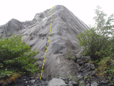 Crisco Kid starts on the arete before moving out onto the smooth face.