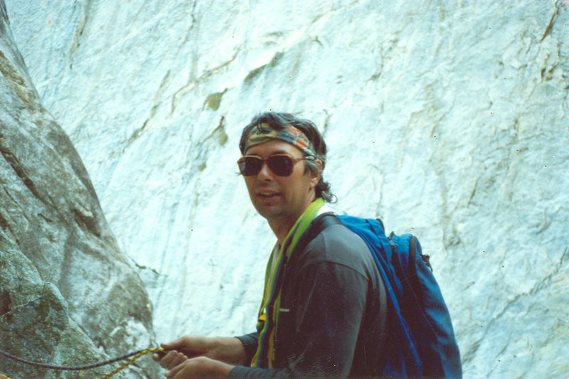 Me feeling a little scared, just before the crux pitch Castle Rock Spire.