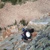 Rox cruising up to the 4th belay after the sweet finger crack