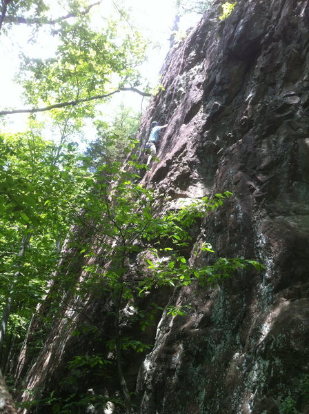 Around the corner to the north of crocodile tears. Many thin face climbs with difficult starts.