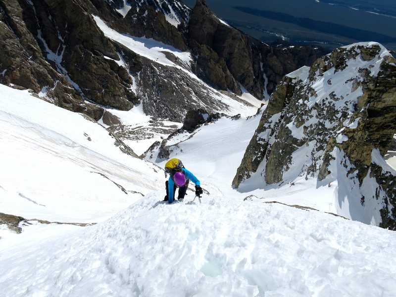 Just below the south summit block.