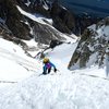 Just below the south summit block.