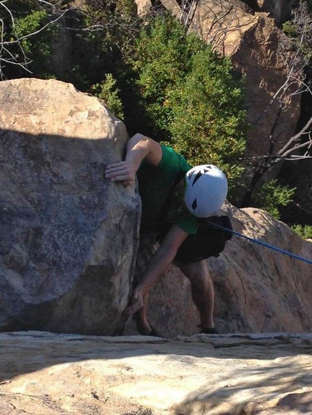 Getting on top of the crux, spun out the first time, definitely gotta watch yourself.