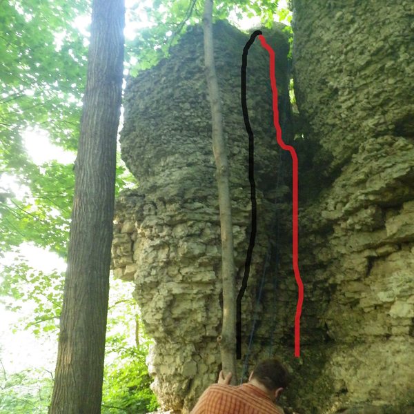 Choss chimney in red, Betty's delight in black.