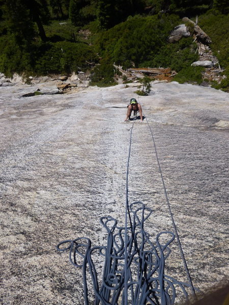 Cam follows Young Guns.  The small pine tree that is the landmark for this route is visible in the photo.