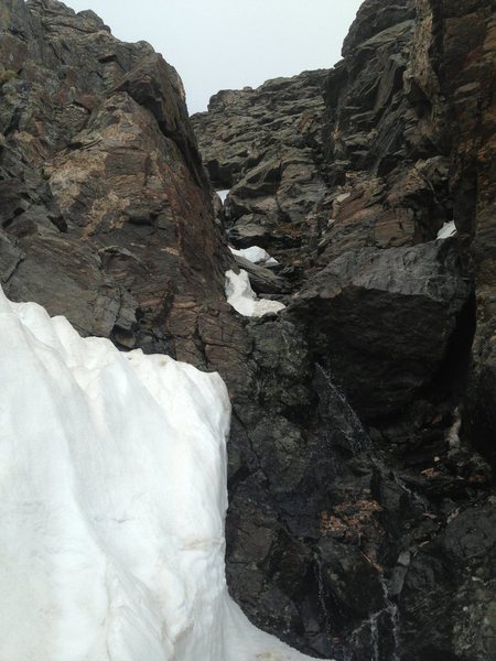 Late June melted out NE couloir of Ypsilon.