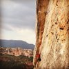 Great climbing at El Falco with Siurana in the background.