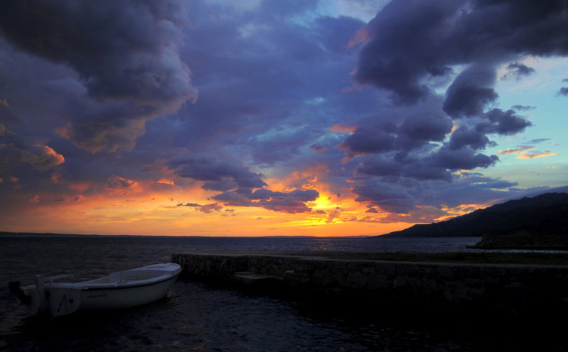 Sunset over the Adriatic from Starigrad, the closest town to Paklencia.