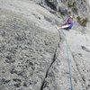 The man, the myth, the legend Jon Gleason climbs the 2nd pitch on Let It Burn.  