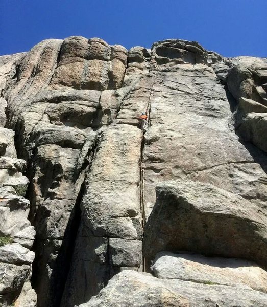 Me leading up the homo...such a fun climb, the head wall is a blast too bad its so short