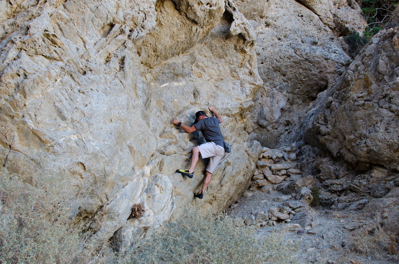 Santorini Greece, Area 2 which is located to the left of the parking lot up the Trail, Good Signs, just some V 0/1 no pads and had to down-climb 