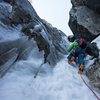 The ice crux on the BIC, about 60 meters below the top of the route.  7/5/2014<br>
Photo by Andrew Wike