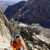 Looking down towards Lone Pine Lake from high on route