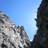 Looking up at the large south face of the white fang