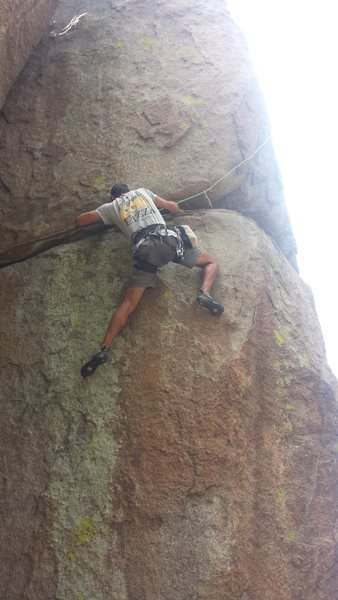 Reid climbing into the light.