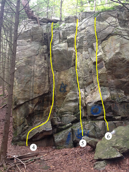 Death Rock<br>
4: Jam Crack 5.6<br>
5: Corner Crack 5.6<br>
6: Unknown 5.9+