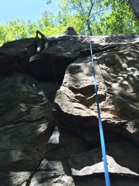 Climbing left crack of Tic Tac Toe Wall