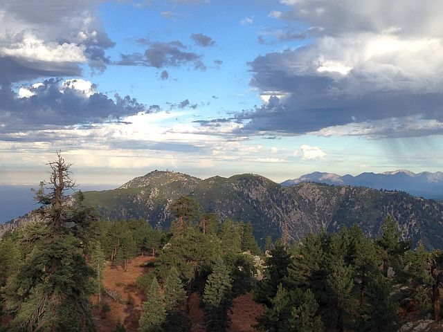 Keller Peak and the distant San Gabriel Mtns from Lookout Point (2N11B), San Bernardino Mountains