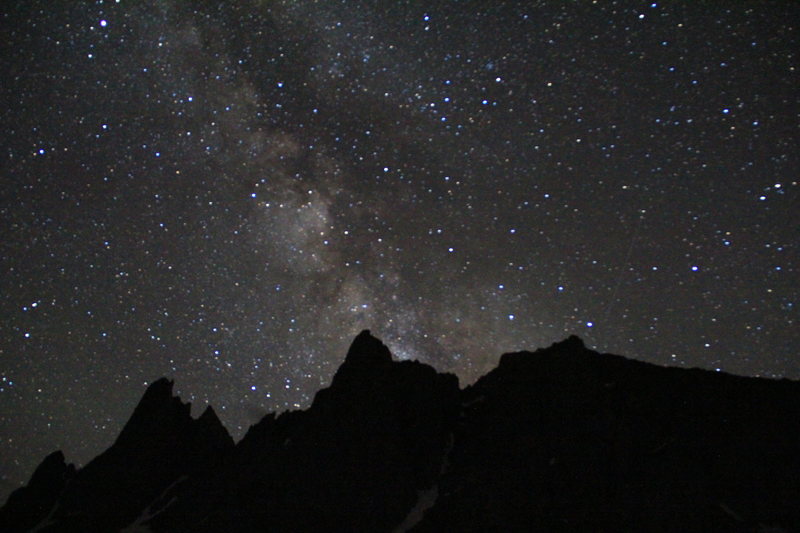 stars above Warbonnet and Warrior I from the meadow on a new moon evening.