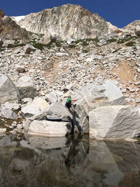 Somewhere in the Snowy Range Wyoming, Ray Weber boulders on his birthday.