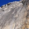 Signature pitches two and three of the route, following the pronounced crack line up the middle of the headwall