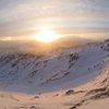 Sunset and sun dogs over the Hayes Range from the Michael Creek Headwall.