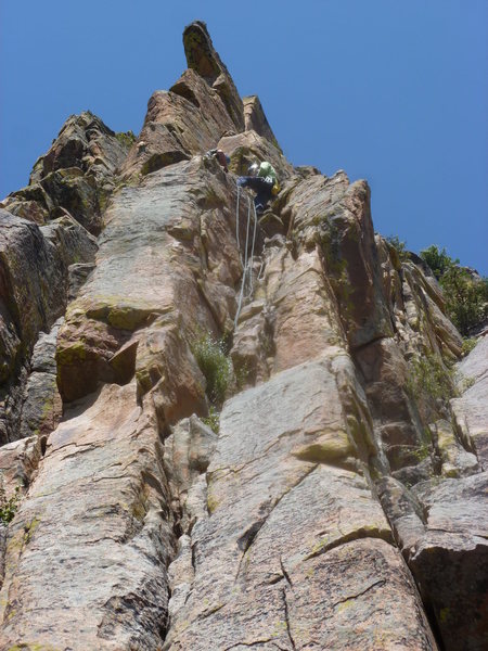 At the first belay anchor.  Kevin and Lew.