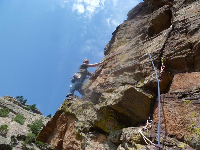 Starting the arête.