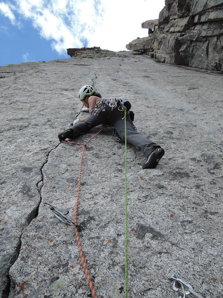 Lisa making an impressive onsight of the crux pitch!