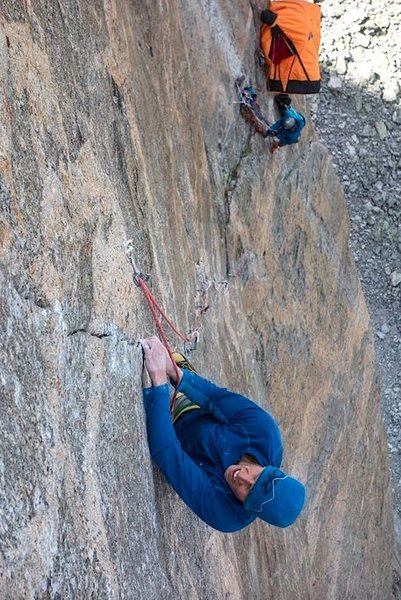 Nik entering the crux on the A3 Beauty