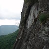 Sam England starting one of the crux pitches