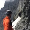 Scott checking out the start of the Black Towers, Mt. Temple.