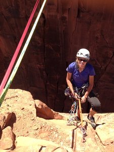 Summit shot- shows slack line to main wall....scary!! 