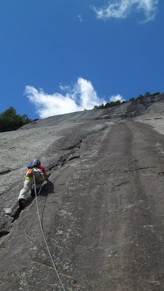 Start of first pitch, nice shaded area to belay from, good protection on pitch, almost 200 ft to belay point.