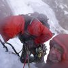 At the first belay of Minus-Two gully (V), Ben Nevis, 2013