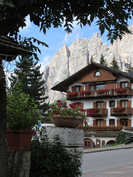 Punta Fiames, Punta della Croce, and Campanile Dimai from Cortina d'Ampezzo.